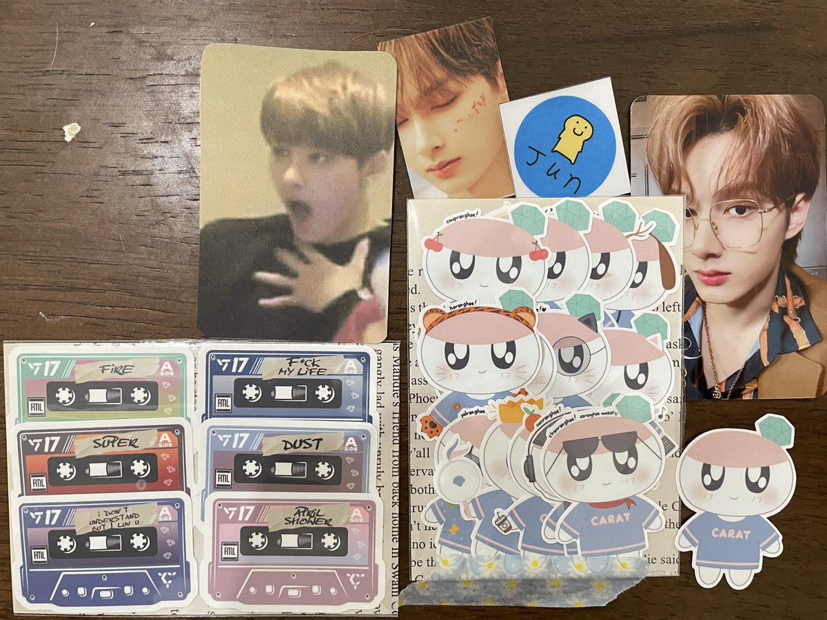pamjooning's tweet photo. My PCD coping mechanism is to buy more svt related stickers 🥰 thank you so much for these cuties and the Jun freebies!! @gomgumstudio https://t.co/iUy4kXXhPz