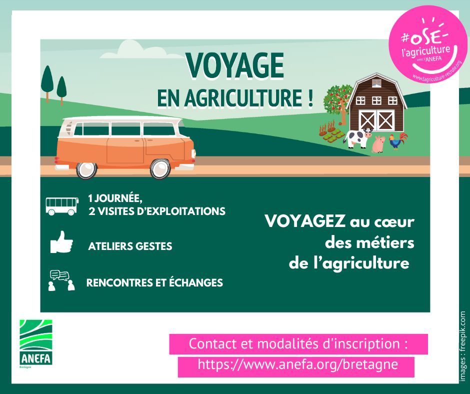 🚌 Explorez les métiers de l'agriculture en participant à nos voyages !

🌾 À destination des personnes en reconversion, ces voyages offrent une immersion totale dans le monde passionnant de l'agriculture.

🚜 Plus d'informations ici : buff.ly/3EvRmnR