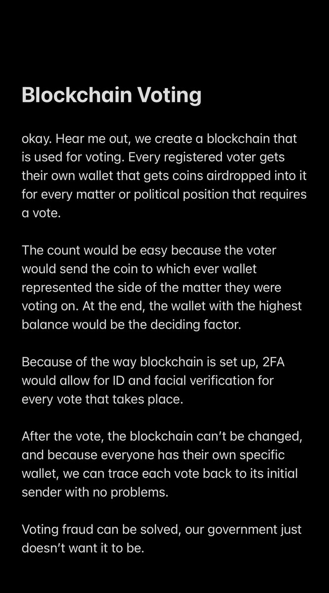 PSILOCYBINPATCH's tweet photo. Blockchain voting prevents voter fraud.  #endPBMAbuse https://t.co/NNQEWpv87a