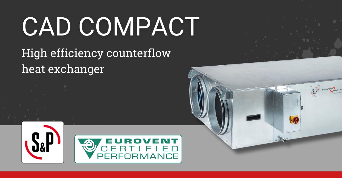SPUKVentilation's tweet image. Did you know our CAD Compact comes with a highly efficient heat exchanger made of aluminium (up to 86%) certified by Eurovent. Read more here:bit.ly/40BG7lc 

#AirflowSolutions #BuildingServices