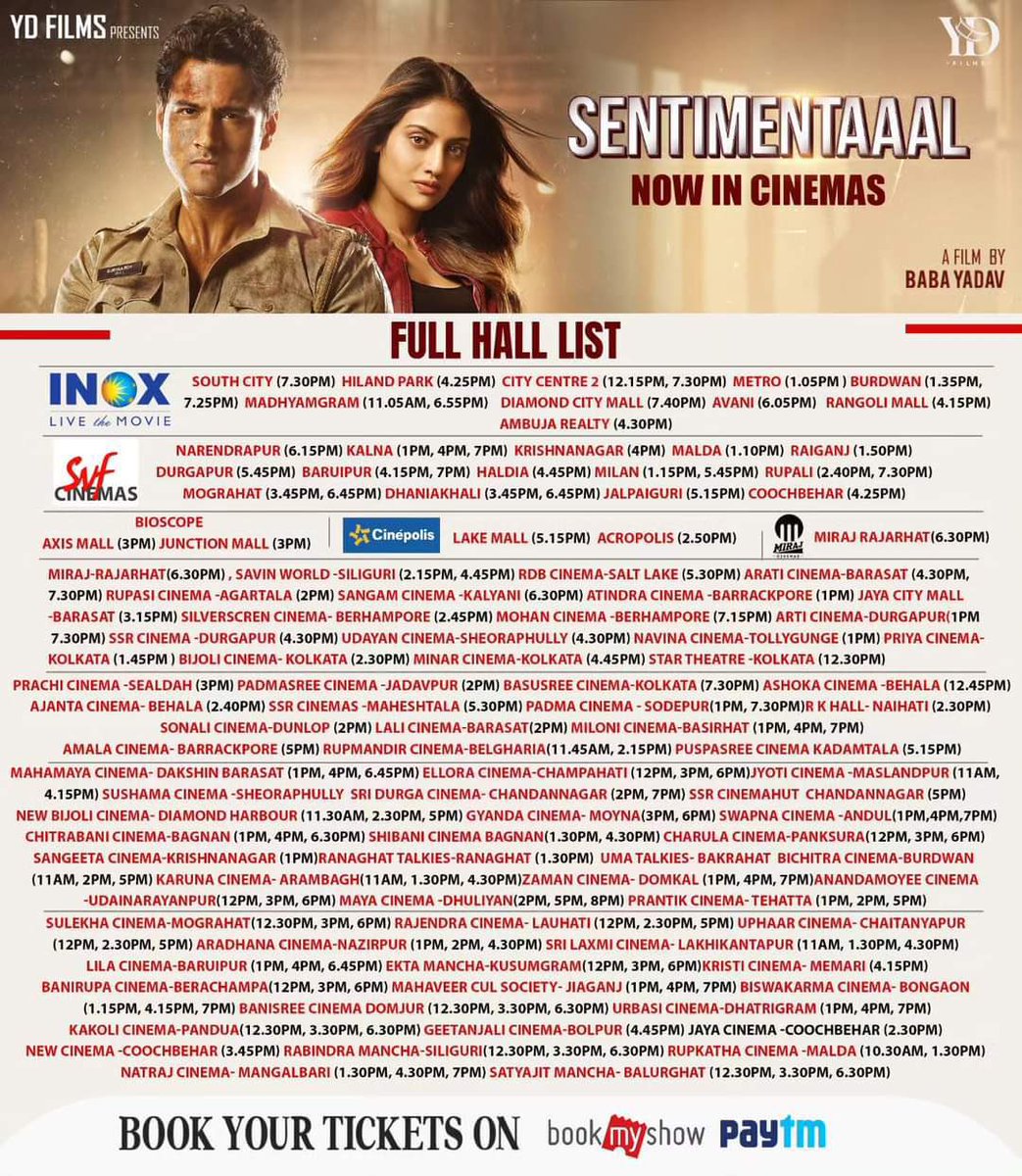 Best wishes to the team #Sentimentaaal @babbachi @Yash_Dasgupta @nusratchirps .. You guys will rock in the film 🎥 🎉🎬👍 Please watch this film in your nearest theatre..,