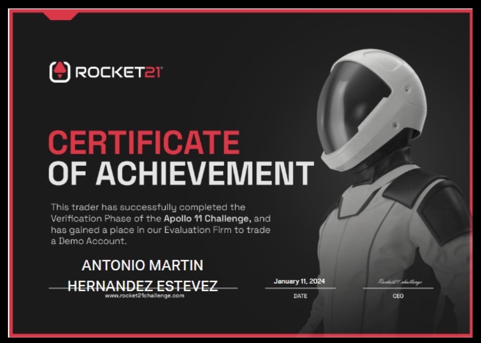 antonionocalla's tweet image. Otro gran resultado después de meses de estudio y empeño. Trader Profesional de otra empresa de financiamiento #rocket21challenge