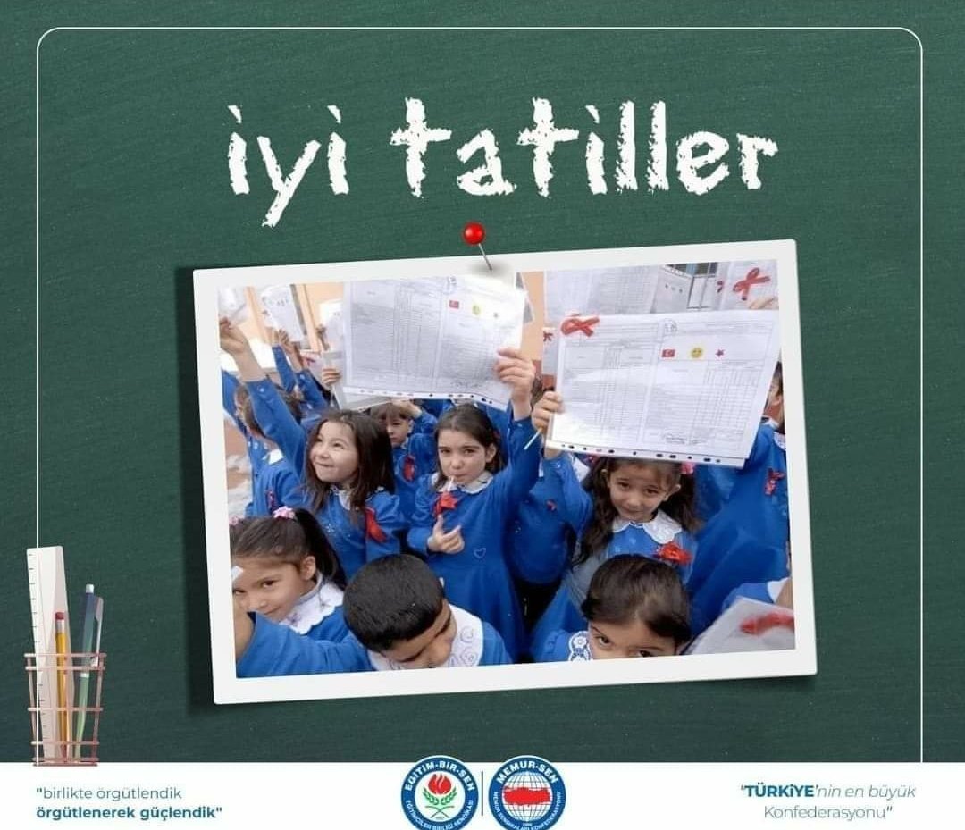 Eğitim öğretim yılının ilk yarısını bugün tamamlıyoruz

Milletimizin en kıymetli varlığı çocuklarımızı yetiştirmek için emek veren eğitimcilerimize ve yorucu bir temponun ardından karnelerini alan öğrencilerimize iyi tatiller diliyoruz...