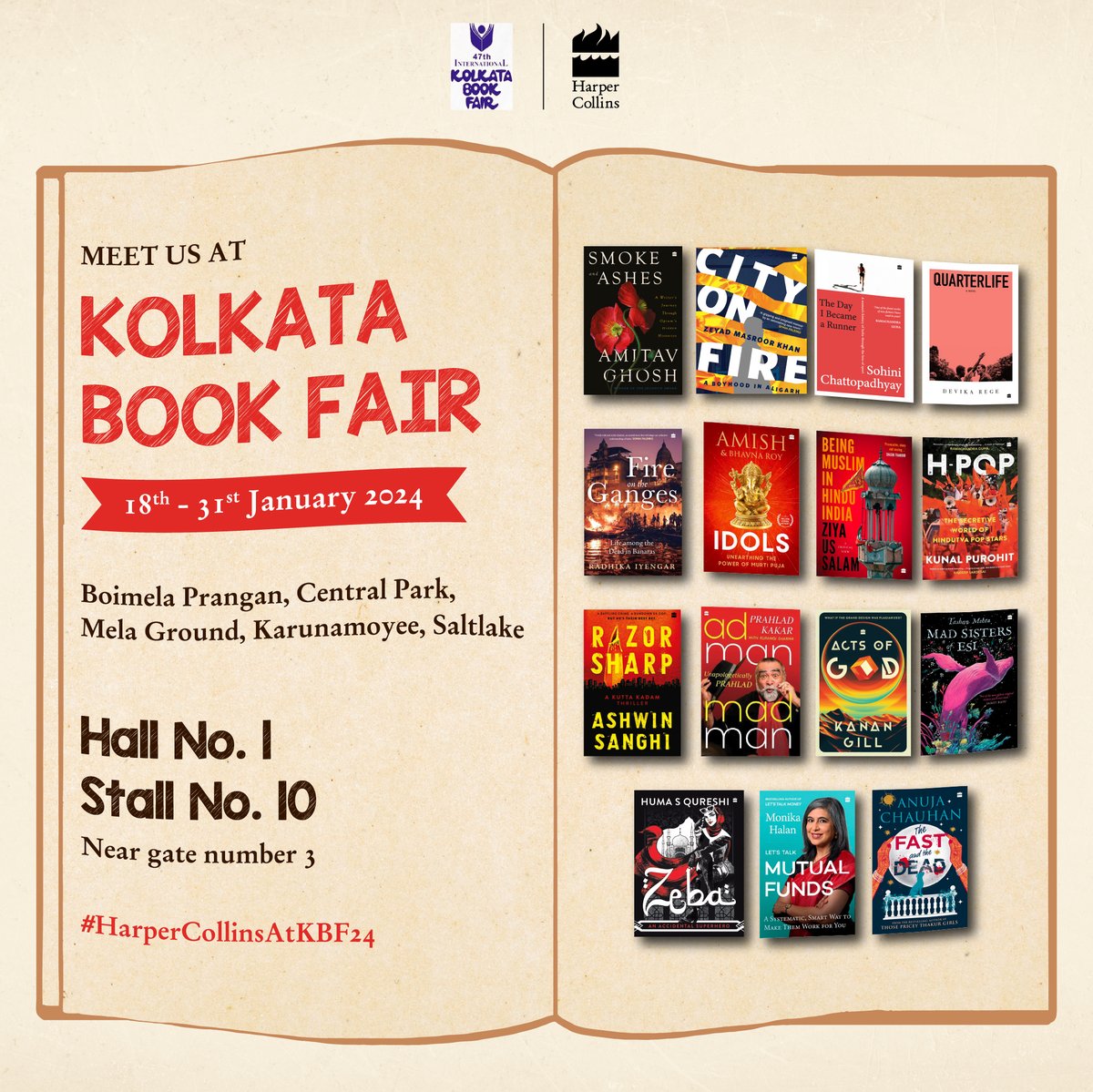 Get your reading glasses and shopping bags ready, we're bringing you the stories at the #KolkataBookFair from 18-31 January!

#KokataBookFair #READWithHarperCollins #BookFair #MeetThePublishers