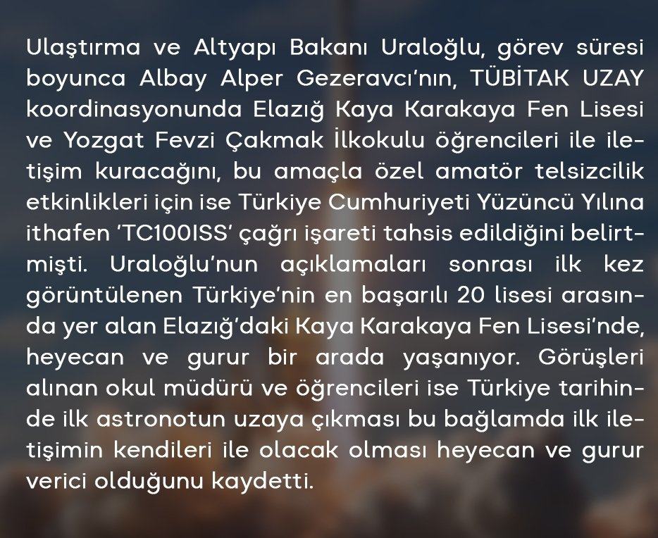 KayaKarakayaFen's tweet photo. Astronotumuz  Alper Gezeravcı'nın Uluslararası Uzay İstasyonu'ndan okulumuz öğrencileri ile yapacağı bağlantıyi @UABakanligi
mızın konuyla ilgili basın açıklamasından  sonra tüm öğrencilerimiz heycan ve gurula o tarihi günü bekliyorlar.
@tuajans 
@elazigmem
@TURKastro https://t.co/zEQkcarqhv