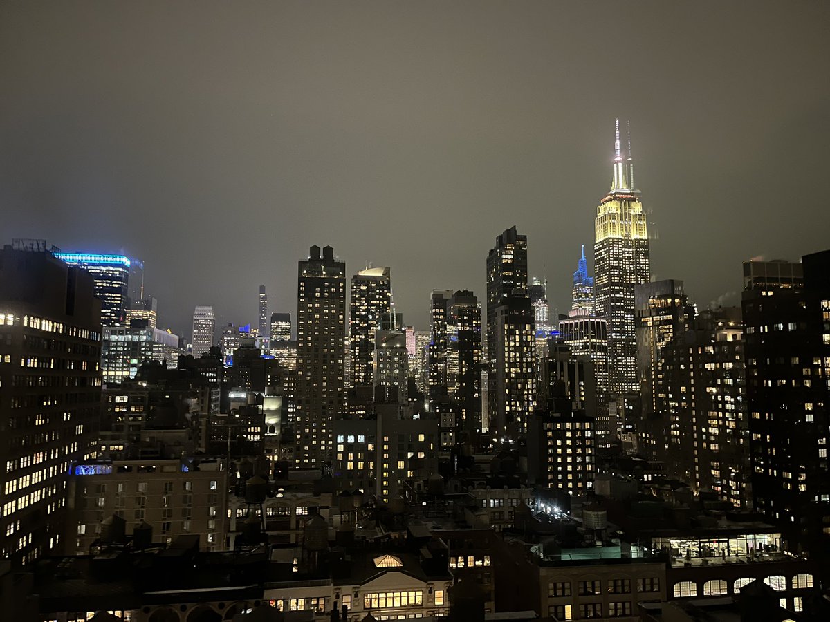 New York City on a cold, cold January night, from a warm, comfy hotel room.