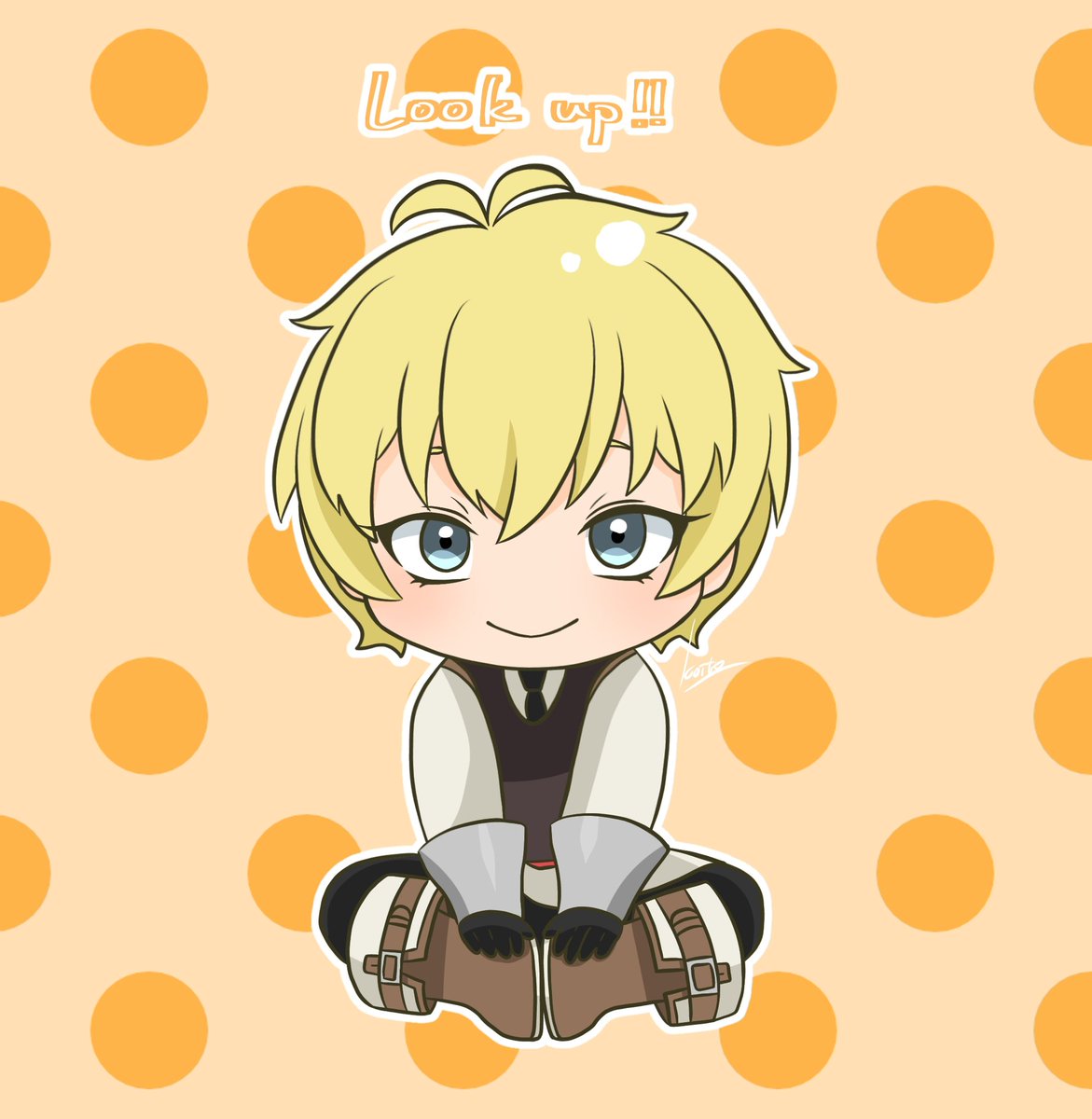 blonde hair solo chibi blue eyes smile gloves 1boy  illustration images