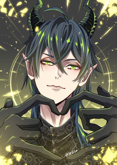 「demon boy green eyes」 illustration images(Latest)