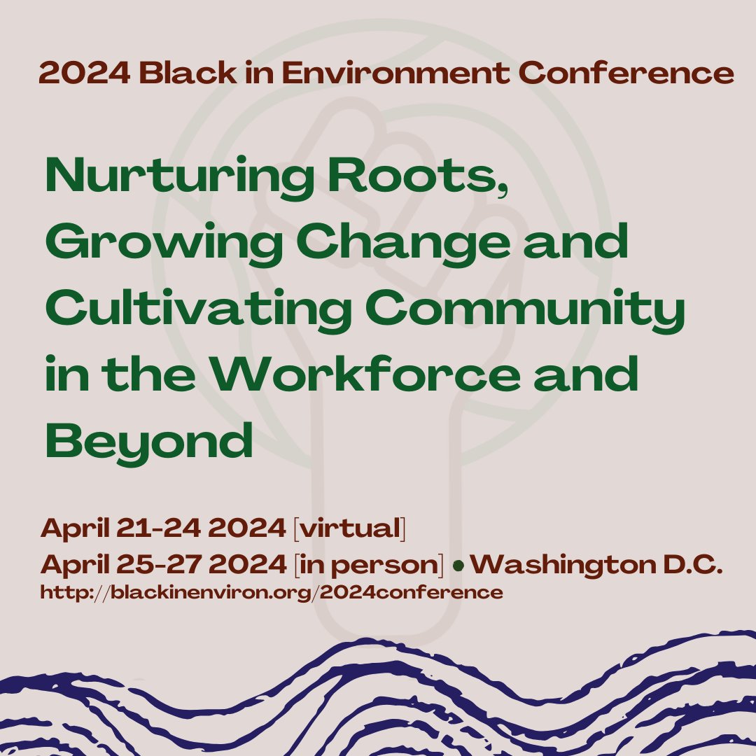 🌿Exciting News! We are thrilled to announce that our fourth annual #BlackInEnvironWeek will be a hybrid conference! Online programming will be April 21-24, and our in-person convening will be April 25-27 @HowardU! Learn more and register: blackinenviron.org/2024conference #BIEConference
