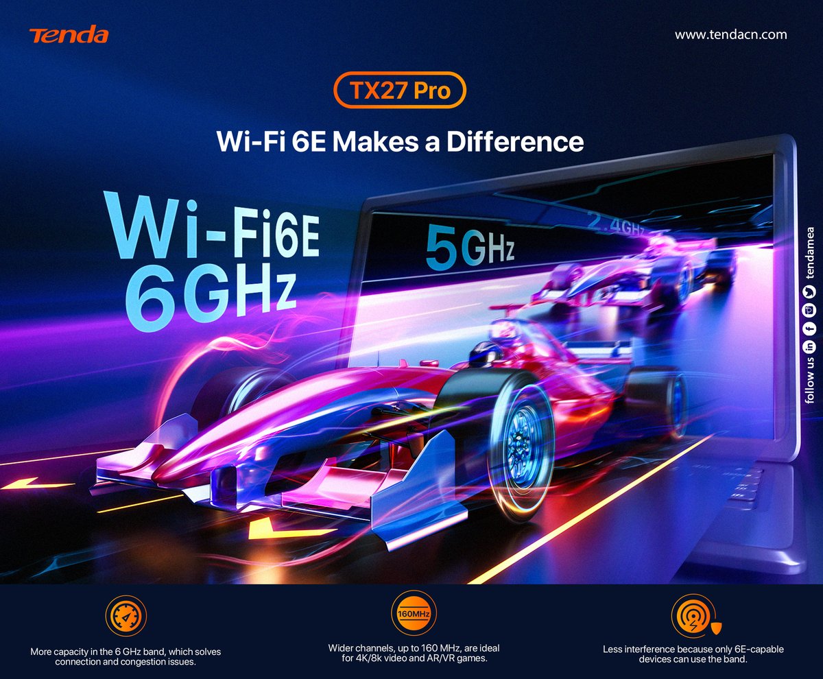 TendaMea's tweet image. Unleash the Power of Wi-Fi 6E with Tenda TX27 Pro! 

Upgrade to the future of wireless connectivity with Tenda TX27 Pro! 

#TendaTech #WiFi6E #InnovationUnleashed #tenda #router #tendawifi6e #GamingRouter