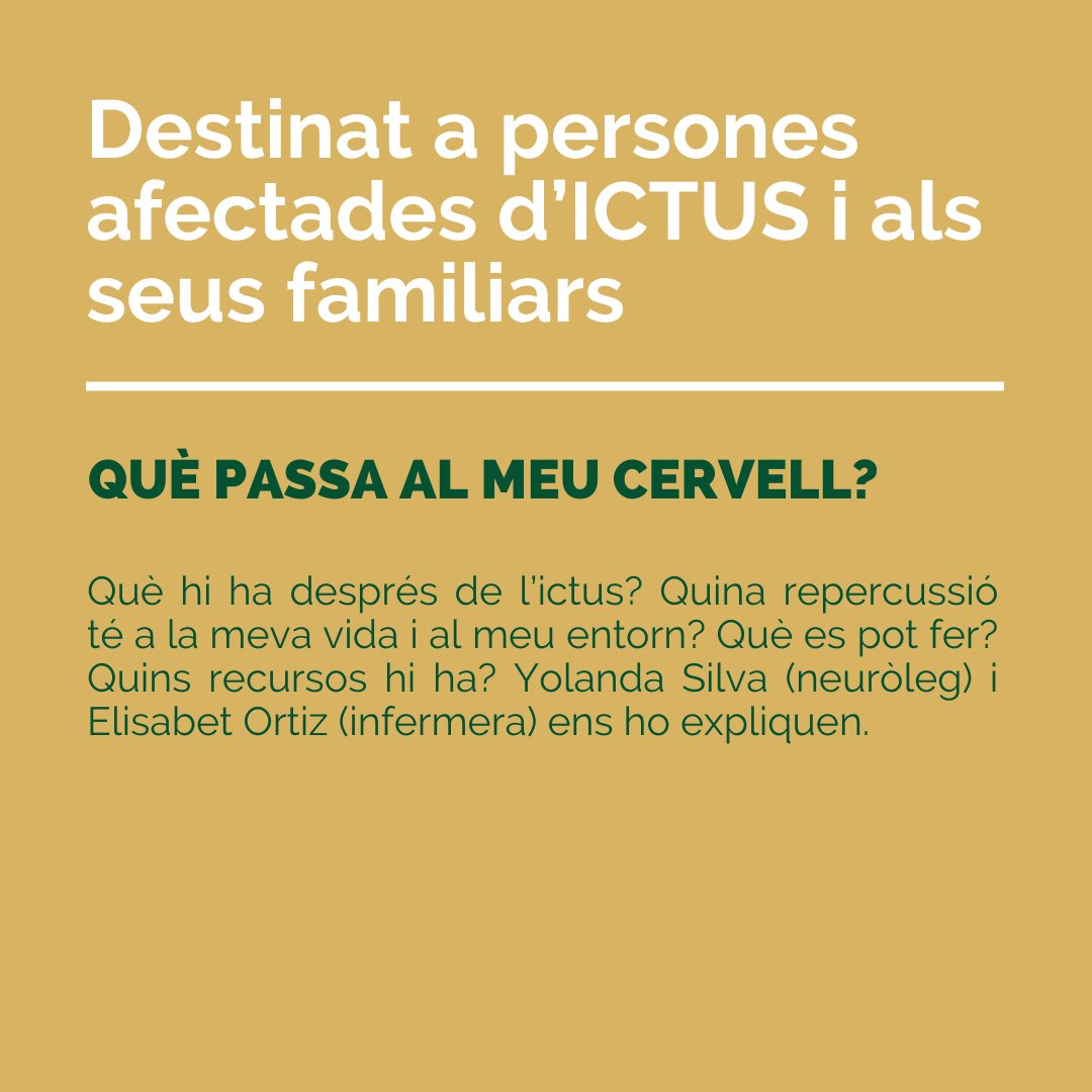 grupmutuam's tweet photo. El 30 de gener comença el cicle de xerrades sobre l’ICTUS, destinat a persones afectades d’ICTUS i als seus familiars. El cicle de xerrades finalitzarà el 12 de març i la participació serà gratuïta i independent a cada xerrada. https://t.co/VXT0Iorj4i
