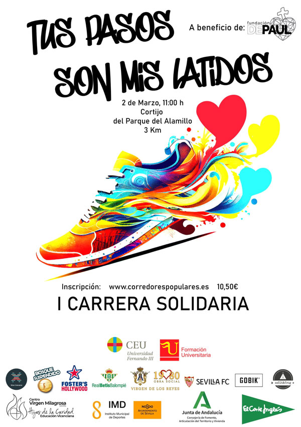 IMDSevilla's tweet photo. La I Carrera Solidaria Tus Pasos Son Mis Latidos se incorpora a la agenda deportiva de #Sevilla.
Se celebra el 2 de marzo a beneficio de la Fundación @FundacionDepaul

Lo importante, participar (corriendo, andando o asistiendo) 😉

https://t.co/dKecRcohCp https://t.co/PCJnvgDn3U