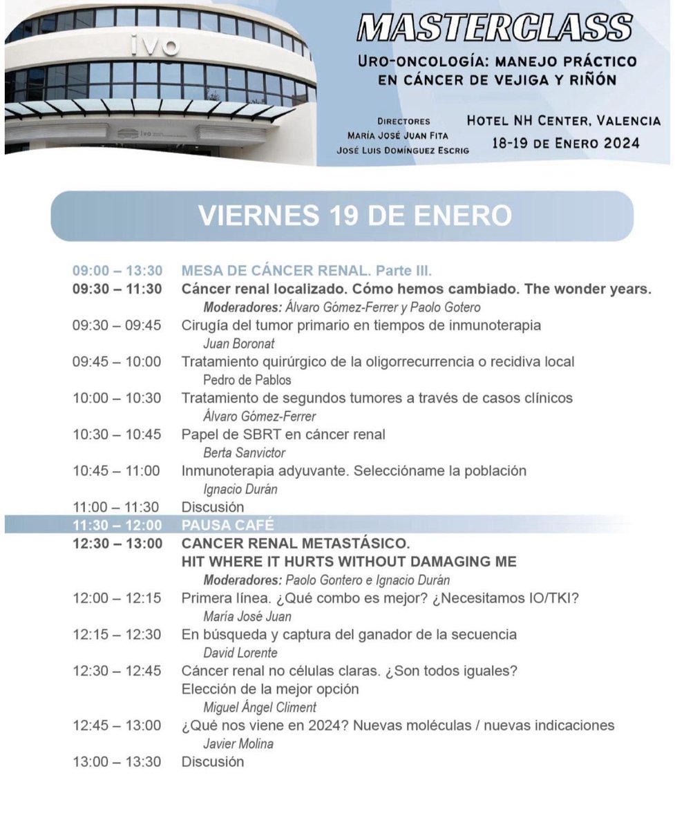 The role of surgery in the M+ RCC by Dr J Boronat. IVO MASTERCLASS on Bladder and Renal Cancer… good start  for our second day