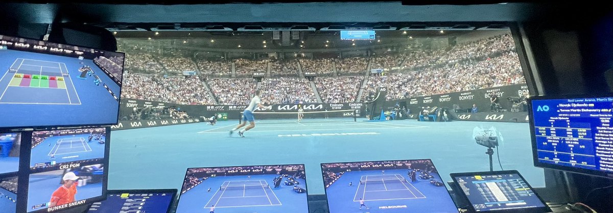 _ClareChapman's tweet photo. We are as far ɹǝpun uʍop as we can go. #AO24 @AustralianOpen @RodLaverArena @espn #Novak https://t.co/F9B1wbAkIl