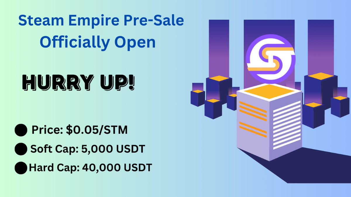 Steam_Empire's tweet photo. 🎉 Steam Empire Presale! 

💰 Price: $0.05 per STM
🎯 Soft Cap: 5000 USDT
🚀 Hard Cap: 40000 USDT

Process👇
 1️⃣ Send USDT to the provided address: 0xef22f68544D8A55a477A32808152a51a961c0bef
2️⃣ Once received, we'll send your tokens promptly into your usdt sending address

Hurry! https://t.co/BPT8nC10TB
