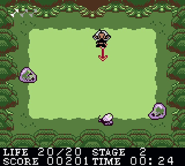 crossinthedark's tweet photo. 【🎮オリジナルゲーム情報🎮】

ゲームボーイカラースタイルの見下ろしシューティングACT
HUNTER in the LOST FOREST（略称：HLF）
公開しました！無料で遊べます。
#indiegame #GBStudio #retro 

※日本語版はAnaloguePocket用のデータとROMデータのDL版のみとなります。
https://t.co/q9vUPLwBGe https://t.co/diONG1UtFI