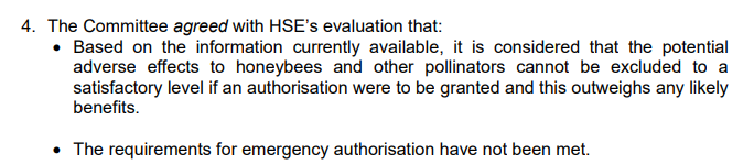 Notes from the recent Expert Committee on Pesticides meeting, with respect to the application for an "emergency  application" of #neonicotinoids on sugar beet. Why is our government not following the science?