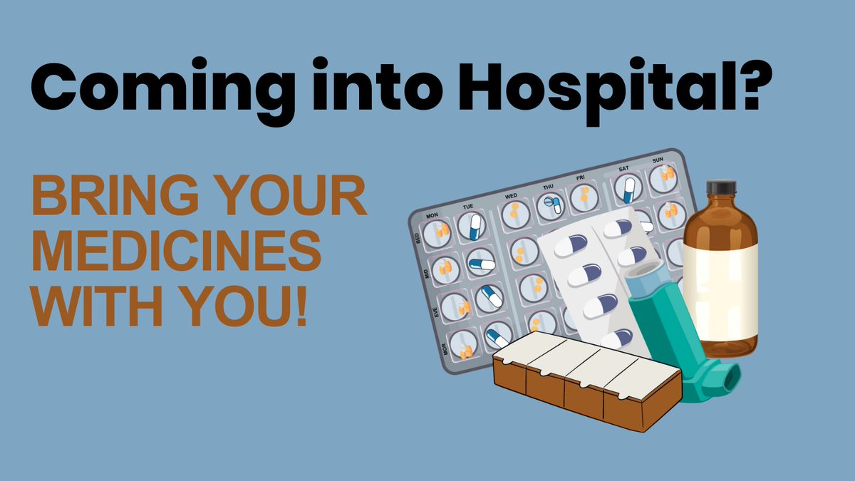 If you are helping a loved one prepare for going to hospital make sure they pack their medicines to take with them 💊 It’s important we have a complete record of what is being taken so the right medicine can be given at the right time and to help minimise waste.