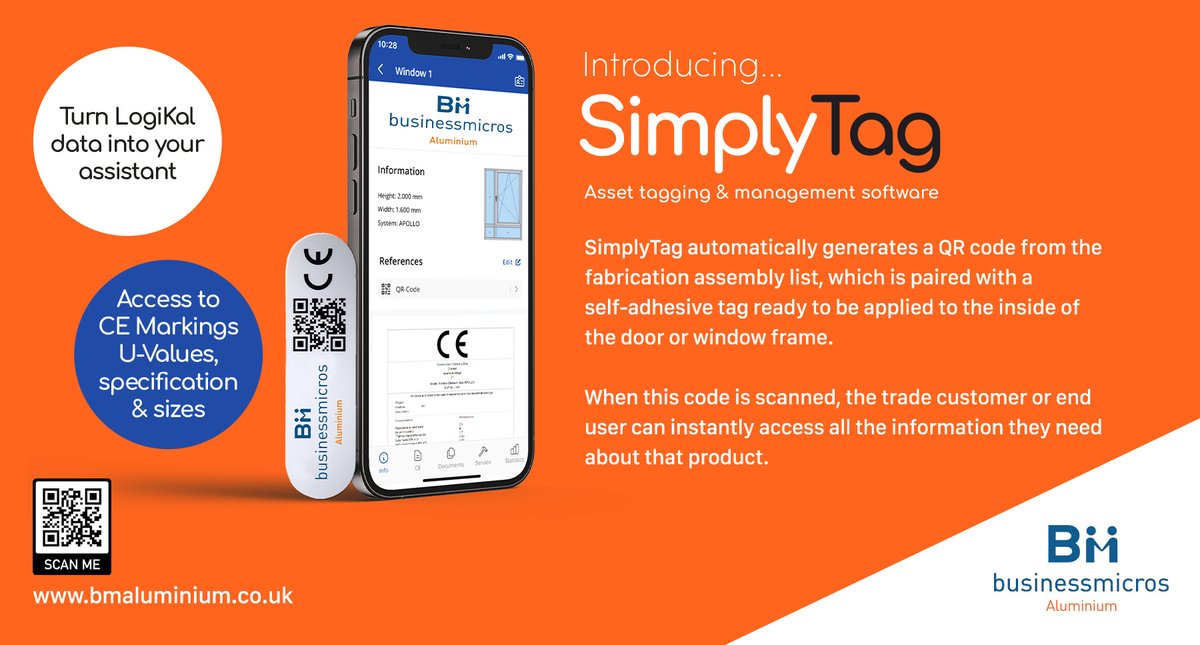 Everyone's talking about SimplyTag in LogiKal v12 - it's a clever new module which lets trade customers and end users see everything they need to know about a product just by scanning the QR code on the Tag attached to the inside of the frame.