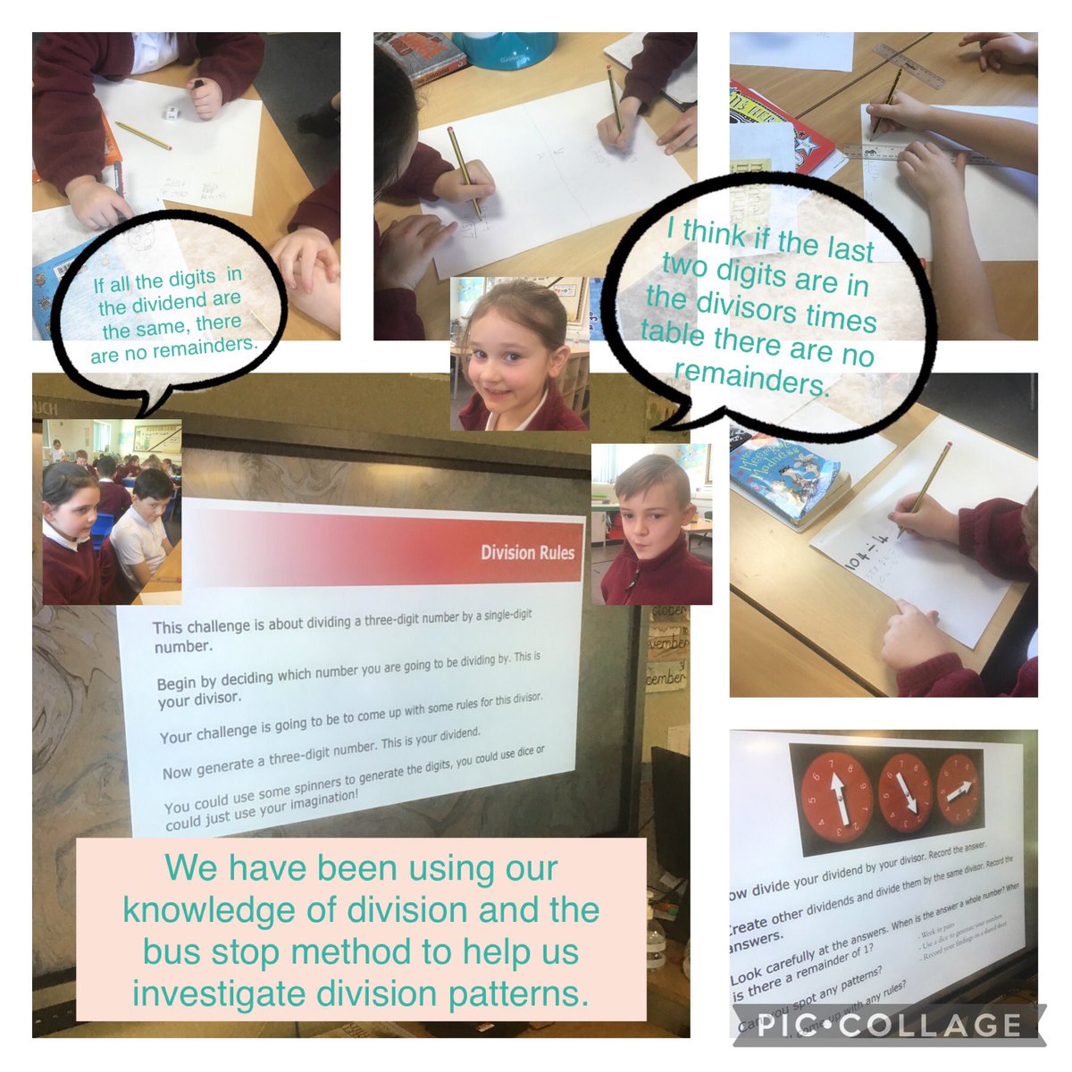 4F have been using their division skills to look for patterns in division problems. They tried to come up with a rule for dividing by 3,4 and 5. #MoorsidePA #MoorsidePAMaths