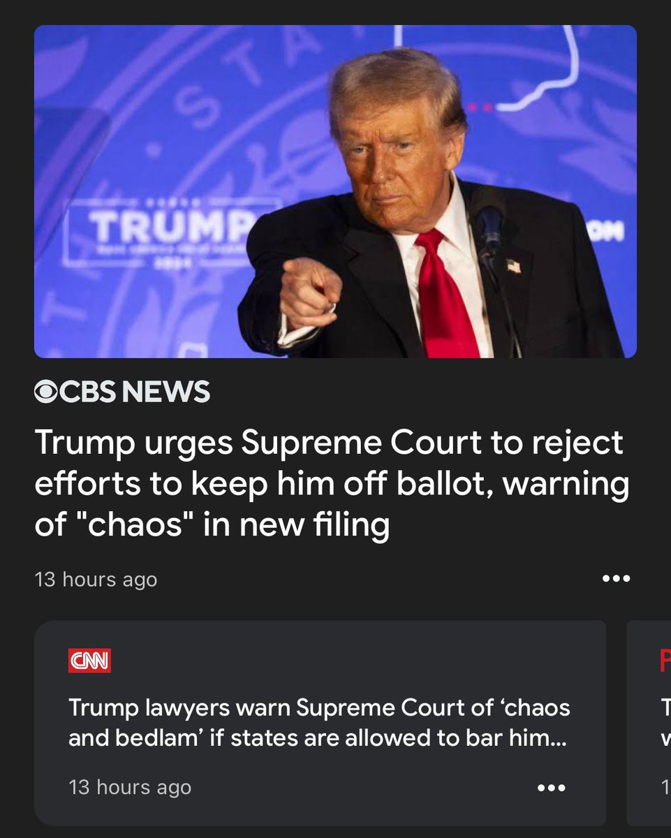 snahill's tweet photo. Isn’t this the heart of the issue? The Zealots at the heart of his base that he hypes up and chooses to fan the flames of is the heart of the #insurrection language that is removing him from the #ballot. The lawyers and #Trump warn? Some say warn, his base hears threaten and act. https://t.co/LLrMkxN7R5