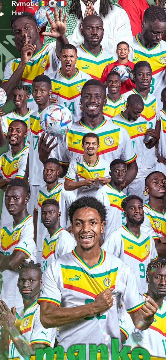 sowastou10's tweet photo. Les lions de la teranga 🇸🇳🦁🥰🥰
Faites-nous rêver aujourd’hui 
Tout le peuple est derrière vous 
Manko wouti ndam li 🥰👍 https://t.co/0abyc88uEe