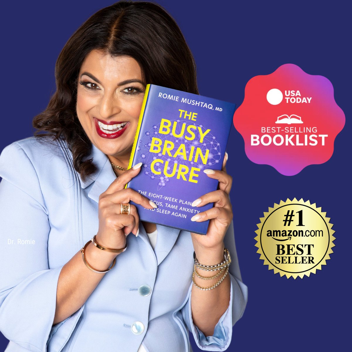 DrRomie's tweet photo. Can't focus? Is it ADHD? Anxious? 
National Best-Seller #BusyBrainCure is a solution w/8-week plan with a proven protocol to find focus, tame anxiety, & sleep again.
Finally, a way to heal #burnout  #busybrain without going on a diet. 
Now available on @Amazon @BNBuzz & globally where books are sold.
