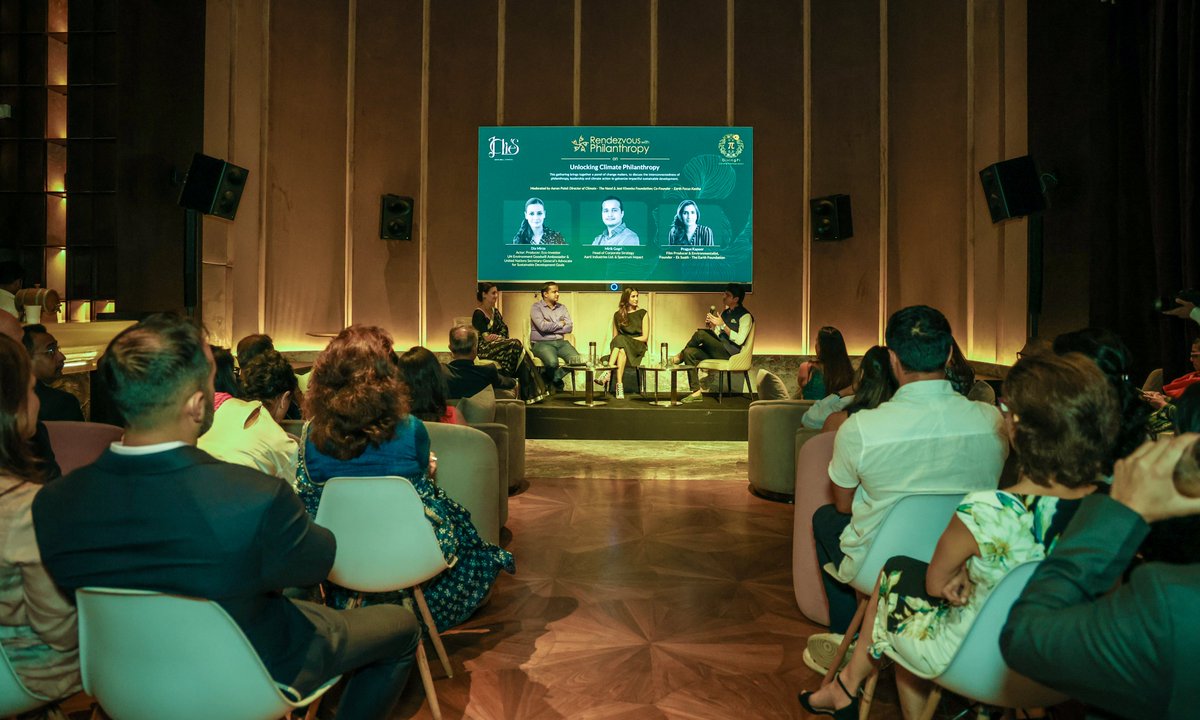 GivingPi & Jolie's 'Unlocking Climate Philanthropy' event, featuring @deespeak, Mirik Gogri & @pragyakapoor_ , explored the nexus of philanthropy, leadership & climate action. Moderated by @aaranrpatel, it sparked discussions on sustainable development & social change.
