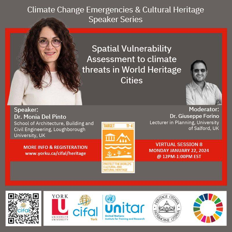 G_leipheimer's tweet photo. See you next Monday to listen to @moniadelpinto about spatial #vulnerability in #heritage cities, hosted by the @CifalYork @YorkUniversity. https://t.co/lXwKveCKcP