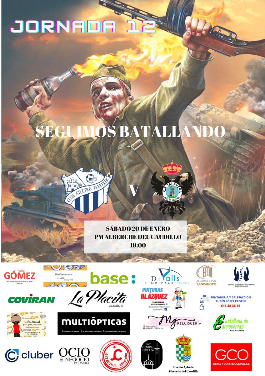 𝙎𝙄 𝙑𝙄𝙎 𝙋𝘼𝘾𝙀𝙈, 𝙋𝘼𝙍𝘼 𝘽𝙀𝙇𝙇𝙐𝙈

📅 Sábado 20 de Enero

⏱️ 19:00 

🏟️ PM Alberche del Caudillo

🆚 <a href="/CFTalavera/">CF Talavera de la Reina</a>