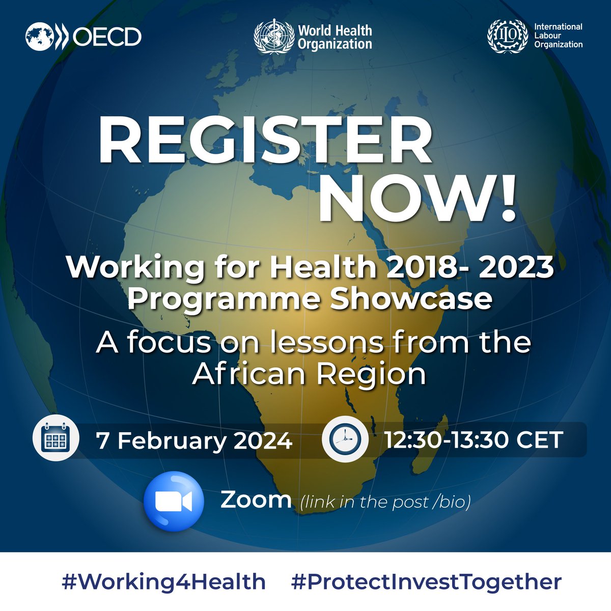Working4Health (@working4h) on Twitter photo Interested in #Africa and the #healthworkforce?
Join us, 7th Feb 12:30-13:30 CET for a showcase of #Working4Health Implementation and Learning Report 2018-2023, highlighting the approach, the lessons, achievements
who.zoom.us/webinar/regist…
<a href="/JimC_HRH/">Jim Campbell</a> <a href="/stescarpetta/">Stefano Scarpetta</a> <a href="/MarsdenPa/">Paul Marsden</a> Interested in #Africa and the #healthworkforce?
Join us, 7th Feb 12:30-13:30 CET for a showcase of #Working4Health Implementation and Learning Report 2018-2023, highlighting the approach, the lessons, achievements
who.zoom.us/webinar/regist…
<a href="/JimC_HRH/">Jim Campbell</a> <a href="/stescarpetta/">Stefano Scarpetta</a> <a href="/MarsdenPa/">Paul Marsden</a>