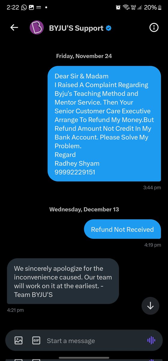 RahulRana9151's tweet photo. @BYJUS @ByjusSupport @jagograhakjago @kanwarpalgujjar @PMOIndia @mlkhattar @anilvijminister 
Dear Sir &amp; Madam 
Very Bad Service of @BYJUS Byjus Not Give My Refund.First Byjus Teaching Method is Very Bad.i Complaint Many Times. Then Refund approve 50% Fee. https://t.co/AQpGMJZLmK