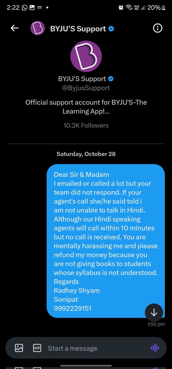 RahulRana9151's tweet photo. @BYJUS @ByjusSupport @jagograhakjago @kanwarpalgujjar @PMOIndia @mlkhattar @anilvijminister 
Dear Sir &amp; Madam 
Very Bad Service of @BYJUS Byjus Not Give My Refund.First Byjus Teaching Method is Very Bad.i Complaint Many Times. Then Refund approve 50% Fee. https://t.co/AQpGMJZLmK