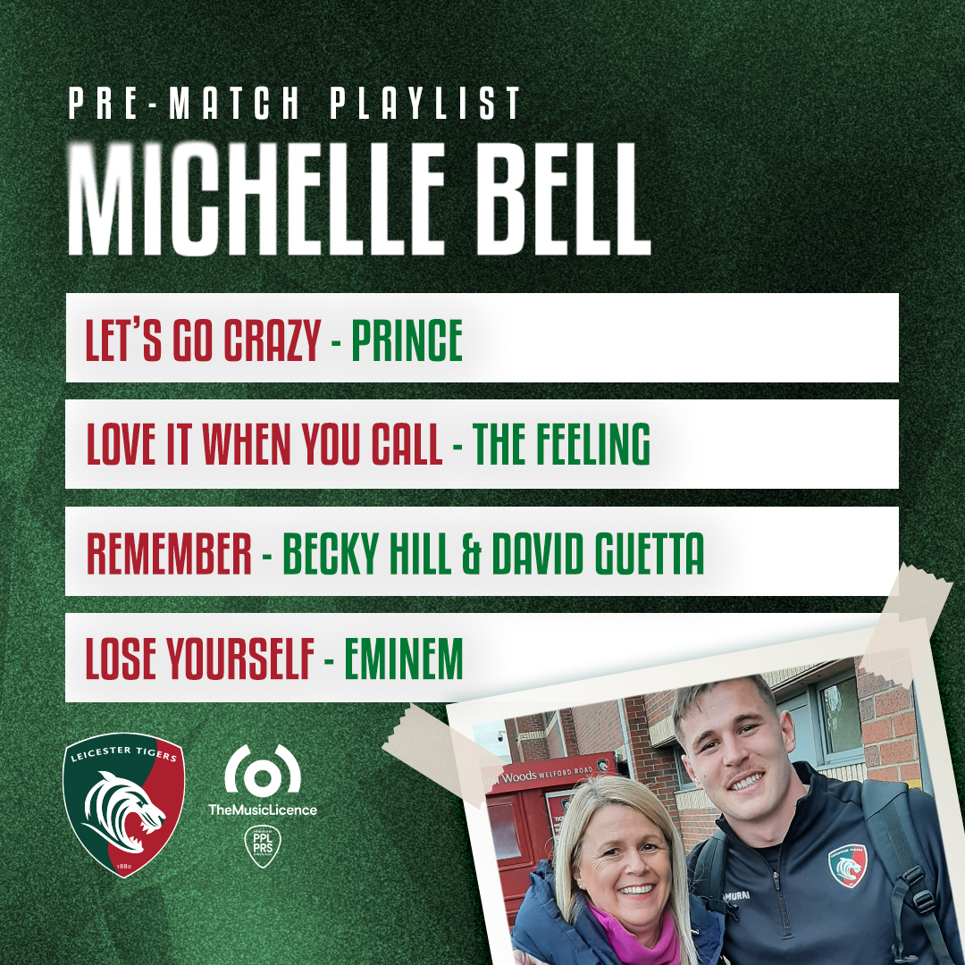 𝙍𝙀𝙈𝙀𝙈𝘽𝙀𝙍 to join us tomorrow! You can listen to Michelle's @pplprs pre-match playlist during the warm-up on Saturday! 🎟LeicesterTigers.com/matchtickets