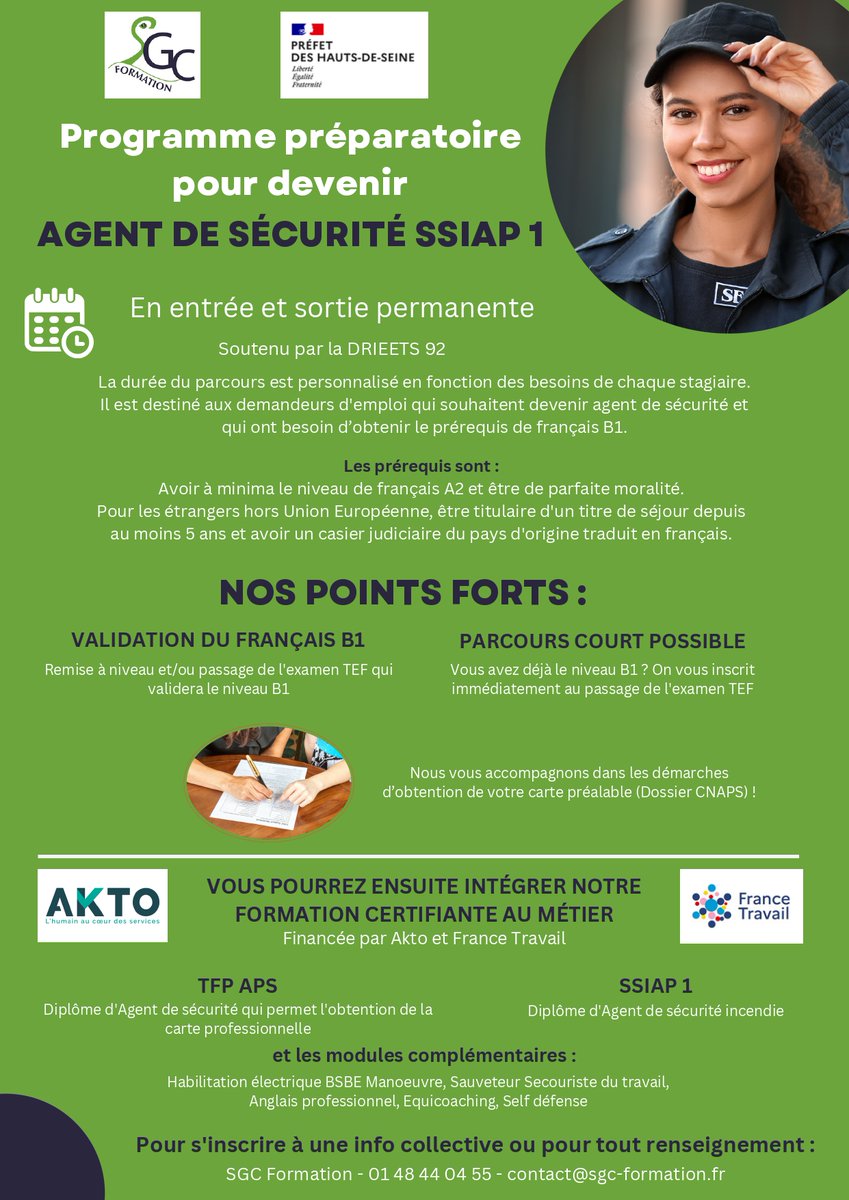ML Clichy (@clichyml) on Twitter photo Pour bien commencer l'année 2024💥 que toute l'équipe de la Mission Locale de Clichy-la-Garenne vous souhaite excellente, nous vous proposons 2 formations dans le secteur de la sécurité👌👍   :
- Agent de sécurité événementiel
- Agent de sécurité SSIAP 1
Infos <a href="/ClichyMl/">ML Clichy</a> Pour bien commencer l'année 2024💥 que toute l'équipe de la Mission Locale de Clichy-la-Garenne vous souhaite excellente, nous vous proposons 2 formations dans le secteur de la sécurité👌👍   :
- Agent de sécurité événementiel
- Agent de sécurité SSIAP 1
Infos <a href="/ClichyMl/">ML Clichy</a>