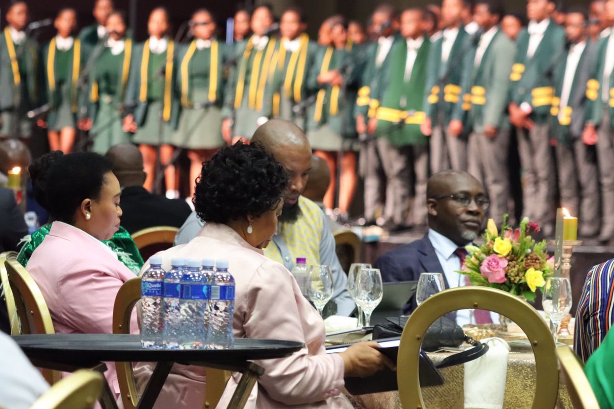 DBE_SA's tweet photo. Minister of Basic Education, Mrs. Angie Motshekga joins Premier of KZN, Nomusa Dube-Ncube, and the MEC for Education in KZN, Mbalenhle Cleopatra Frazer, at the Durban ICC to celebrate the province's top achievers. https://t.co/MtUqbML8e3