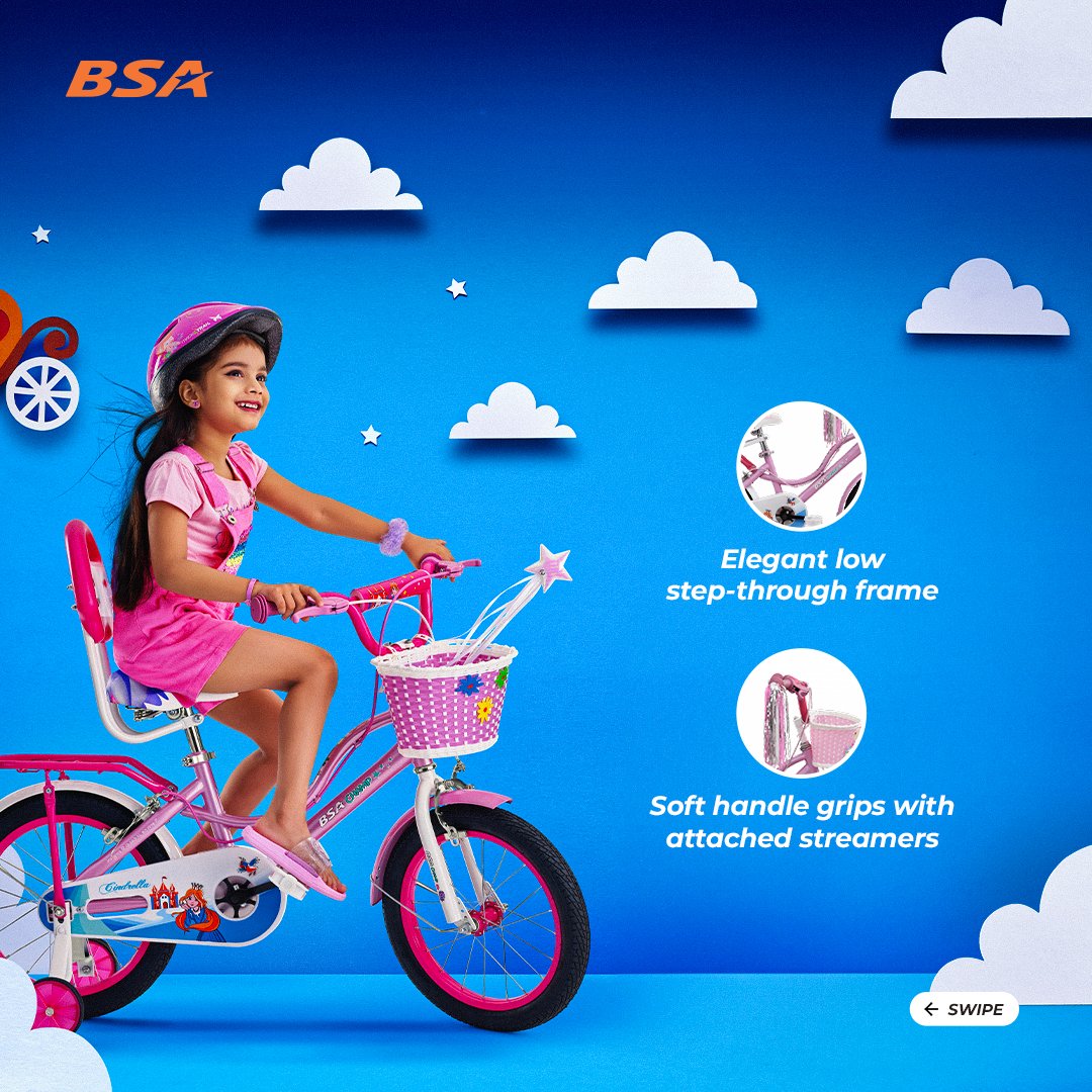 tracktrailstore's tweet photo. The colourful and comfortable BSA Cinderella is designed for your lil princess. Every feature right from the colours to the frame has been made to make sure your child has a safe and fun ride.
Available at the nearest Track and Trail stores
#trackandtrail #allthingscycling https://t.co/tosOhFKK9V
