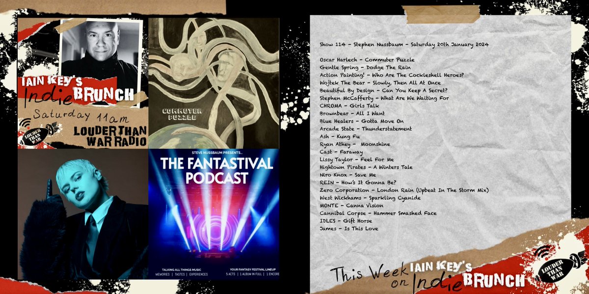 iainkey's tweet photo. Tomorrow 11am on my Indie Brunch with special guest @stevienuss of @FantastivalP on @louderthanwar
Stream via https://t.co/VYmQwuYXSu or Android/iOS
Playlist @OscarHarlech #gentlespring #actionpainting @wojtekbearband #beautifulbydesign @stephenmcafferty @CHROMAbanduk https://t.co/oaLQhdiH5K