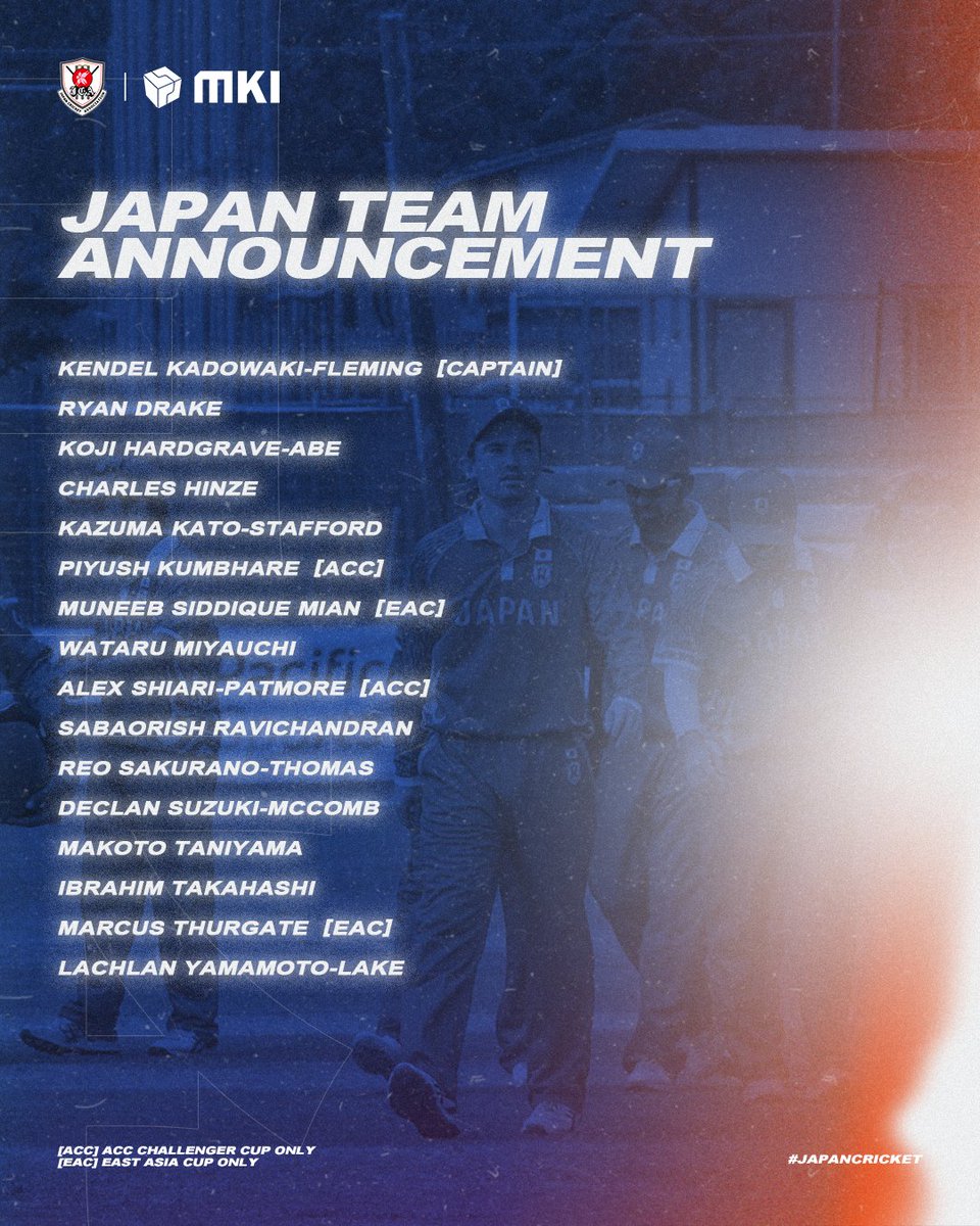 Team Announcement 📣

男子日本代表チーム、国際大会出場メンバー決定！

Men’s Japan National Teams locked in for the ACC Challenger Cup and East Asia Cup 🔒

📰 JP: bit.ly/3S8wKqK
📰 EN:  bit.ly/42coIBZ

<a href="/mki_press/">三井情報</a>｜#japancricket #cricket #クリケット #日本代表