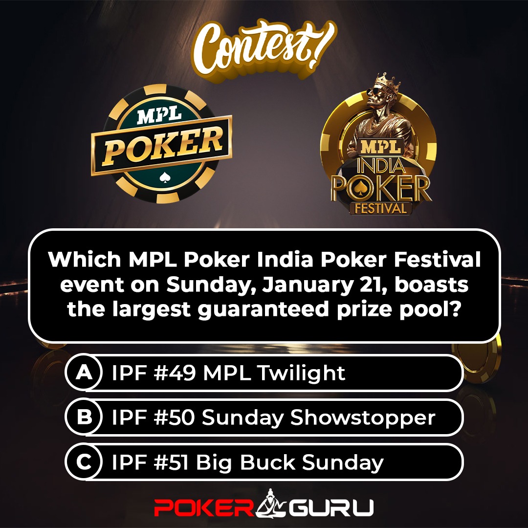PkrGuru's tweet photo. #ContestAlert #Giveaway 😃

⏰  The clock's ticking on @mpl_poker's massive ₹6 Crore GTD #IndiaPokerFestival - just six days left! Don't miss your chance to dive into the action before January 24 and claim your share of poker fame! 🌟

But there's an extra treat! Join this exclusive contest, and you could be one of the FIVE lucky winners to snag a special ticket 🎟️ worth ₹4,500 to the ₹20 Lakhs GTD IPF #50 Sunday Showstopper. 🤩

You know the rules:
1. Download & Register #MPLPoker desktop app here 
Windows 👉🏻 https://t.co/HvIY2YErqW
Mac 👉🏻  https://t.co/YYn1gv1KiM
2. Like and Follow 📲 #PokerGuru & @mpl_poker 
3. Comment with your MPL Poker ID and registered mobile number, and tag three poker pals. 👥👥👥
4. Subscribe to our WhatsApp channel: https://t.co/f13VdE26gW

This contest is live across all our social media platforms, including #Facebook, #Instagram, and #Twitter. Entries across all platforms will be considered while awarding the prizes.

Mark your calendars! Winners will be announced on our WhatsApp channel on January 20 by 6 PM. 🕕

Good luck, everyone! 🤞🏻