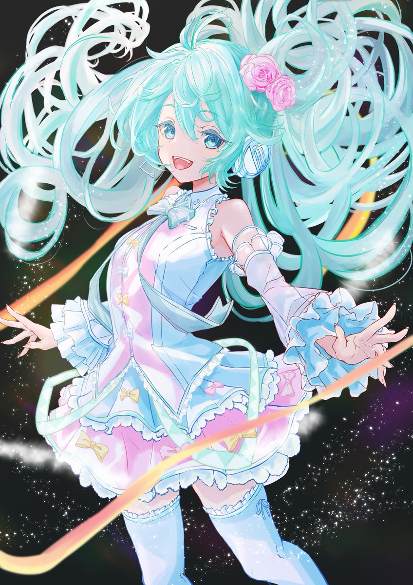 初音ミク「白っぽく描いてみたミクさんです#初音ミク #illustration 」|のれのれん@絵描きのイラスト