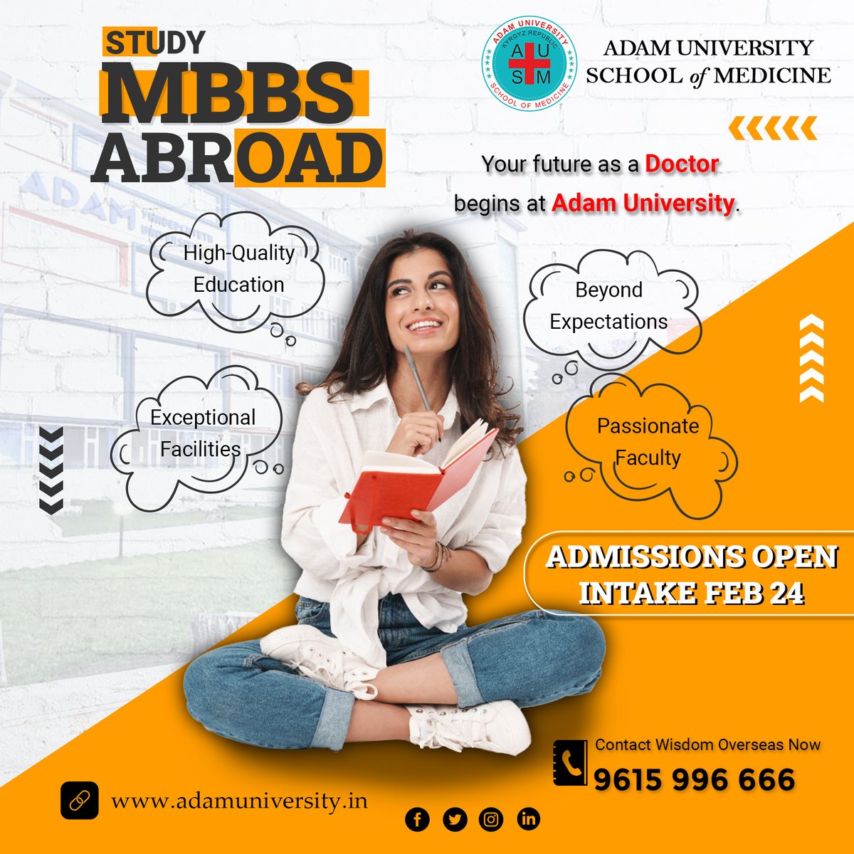 adamedu_in's tweet photo. Unleash your potential at Adam University—your gateway to high-quality education and exceptional facilities.
Admissions now open!
Call 9615 996 666 or visit https://t.co/Aer6FBPfyq.
Subscribe Link: https://t.co/U6tW3fI27a
#MBBSAbroad #Kyrgyzstan #AdamUniversity #WisdomOverseas https://t.co/0ETl42NtCQ