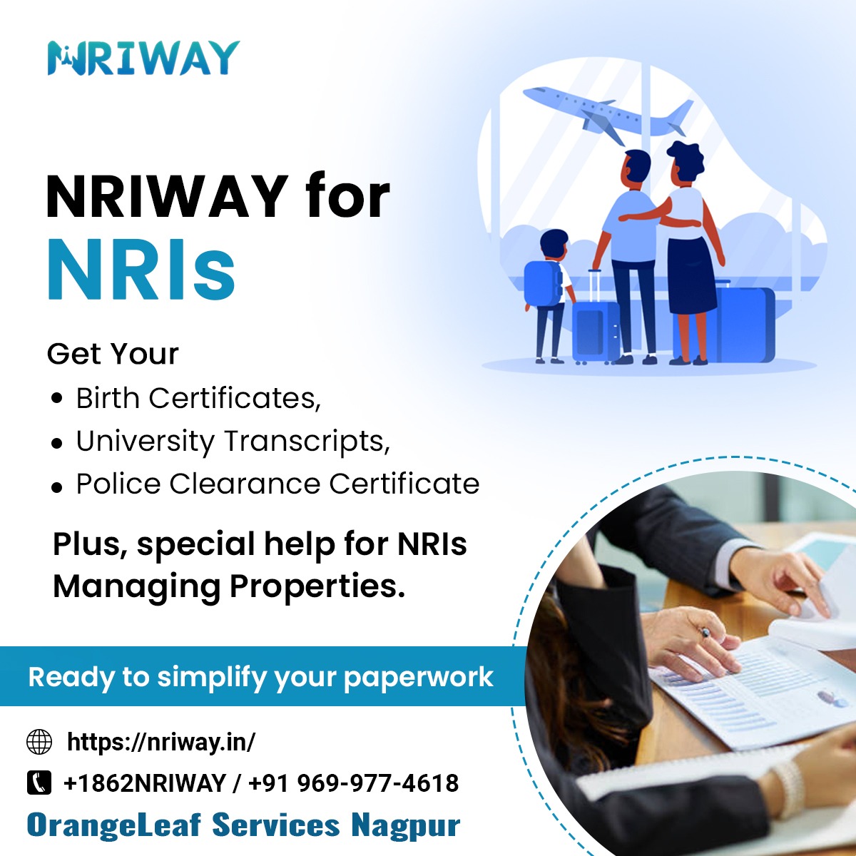 Are you #NRIs & facing problems in NRI documents?
NRIWAY is here for NRI
📞 +1 862-267-4929 / +91 969 977 4618
 📧 info@nriway.com.

#nriquery #nriservices #usindians  #canadaindia #indianincanada #nriproperty #NriProperties  #transcripts #birthcertificate