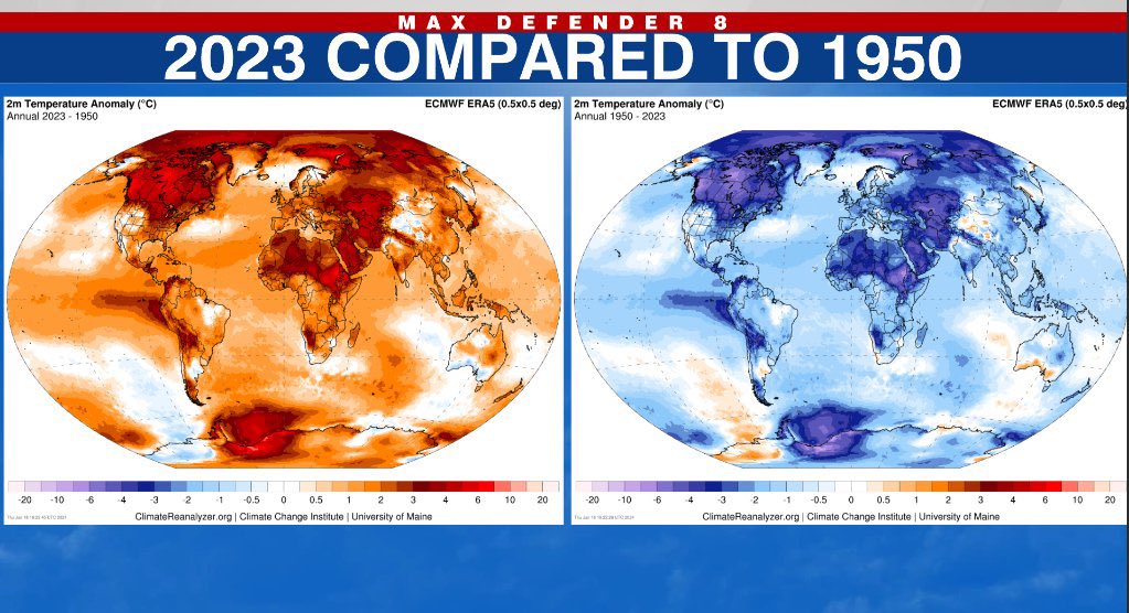 Vergleichen wir die Temperatur unserer Erde 2023 mit jener damals 1950. fällt Dir was auf?