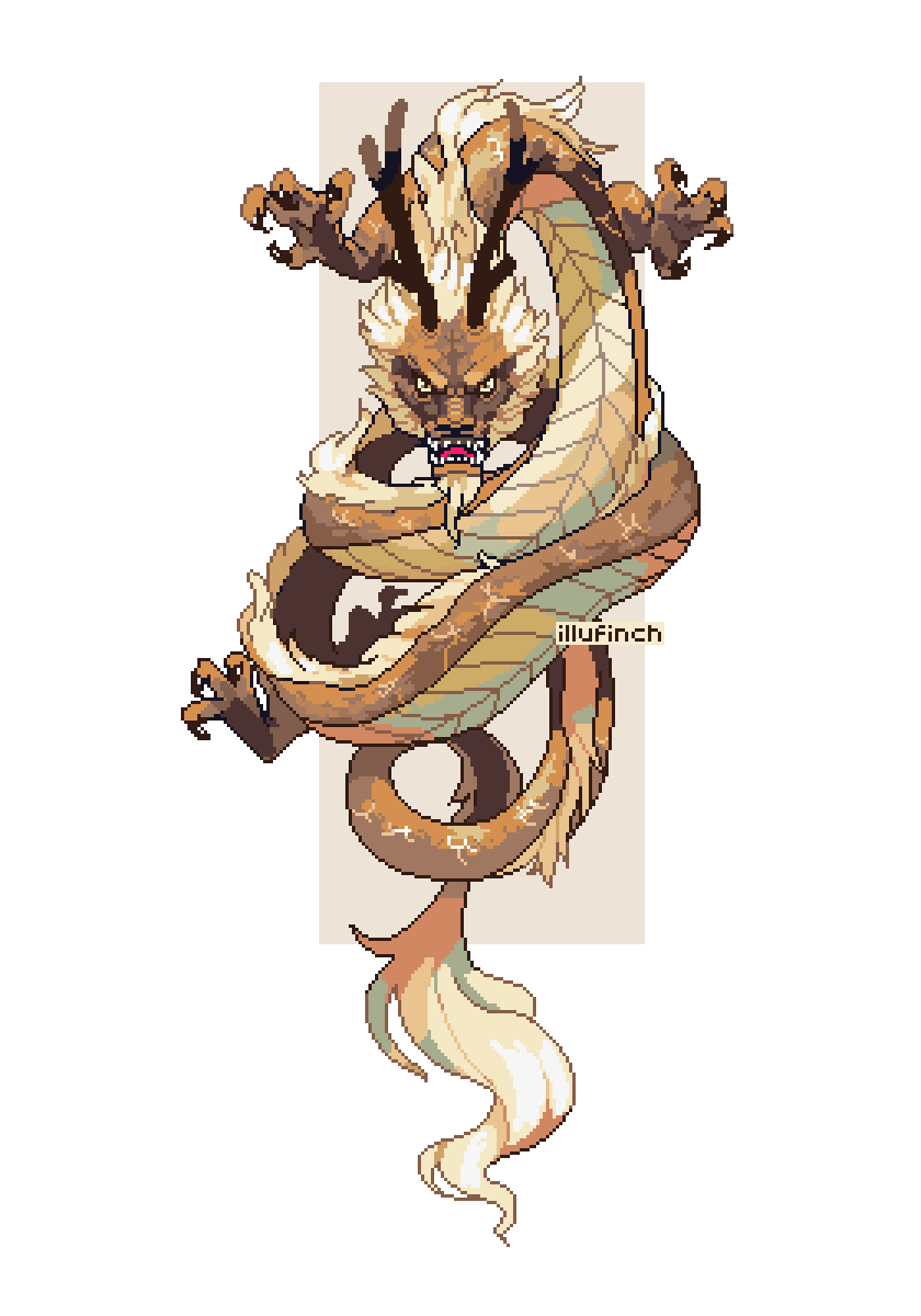 「beep beep new dragon #pixelart #ドット絵 」|finchのイラスト