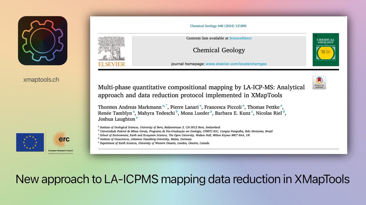 Interested in LA-ICPMS mapping? Would you like to have access to free and open source data reduction software? Have a look at Thorsten Markmann's first PhD paper in Chemical Geology @XMapTools @ERC_Research @KunzBE @JoshuaLaughton @MahyraT sciencedirect.com/science/articl…