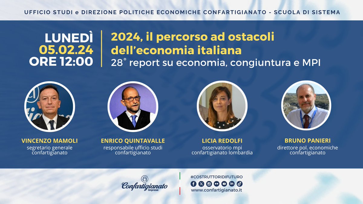 Durata stretta monetaria, #geopolitica, crisi #MarRosso, ricadute su #export e regole europee #bilancio #PSC: si delinea un percorso ad ostacoli nel 2024 per le #imprese, che sarà esaminato nel #webinar #UfficioStudi @Confartigianato del #5febbraio tinyurl.com/yh8x3xws