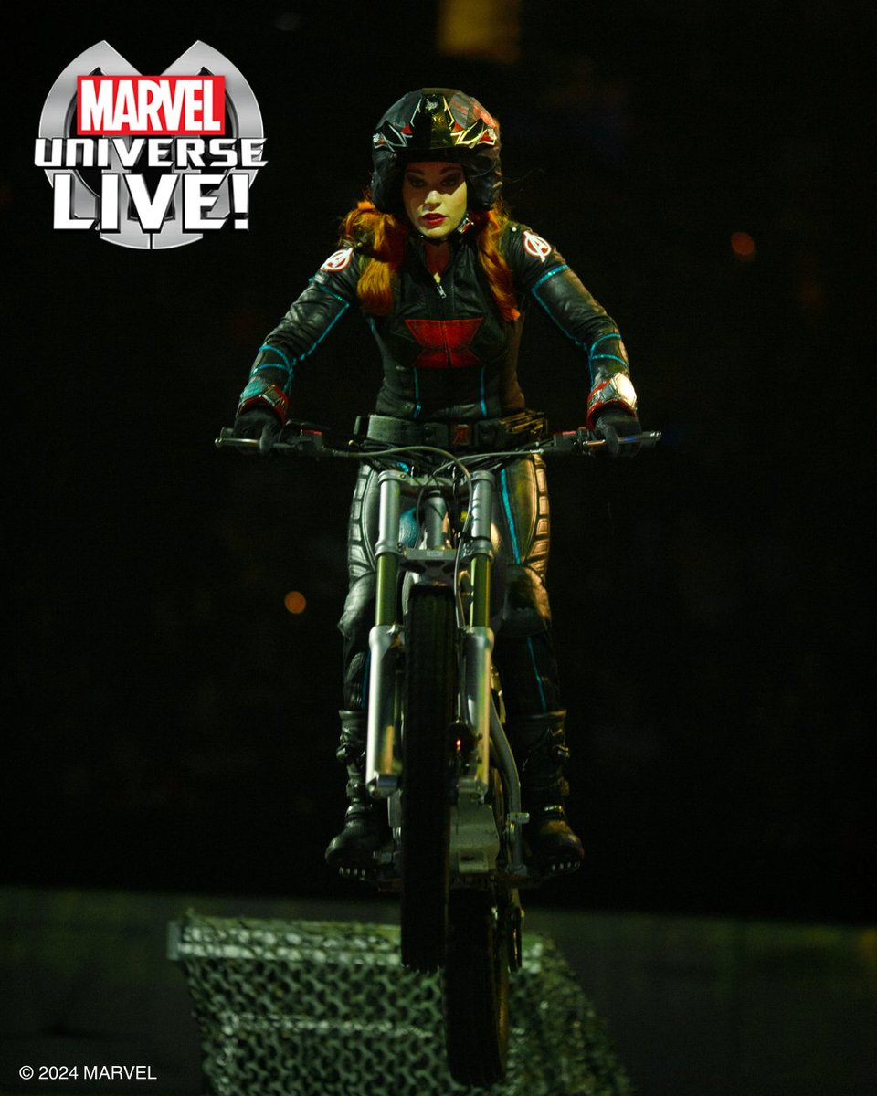 When Black Widow hops on a bike, you know she's 'geared' up to save the day.