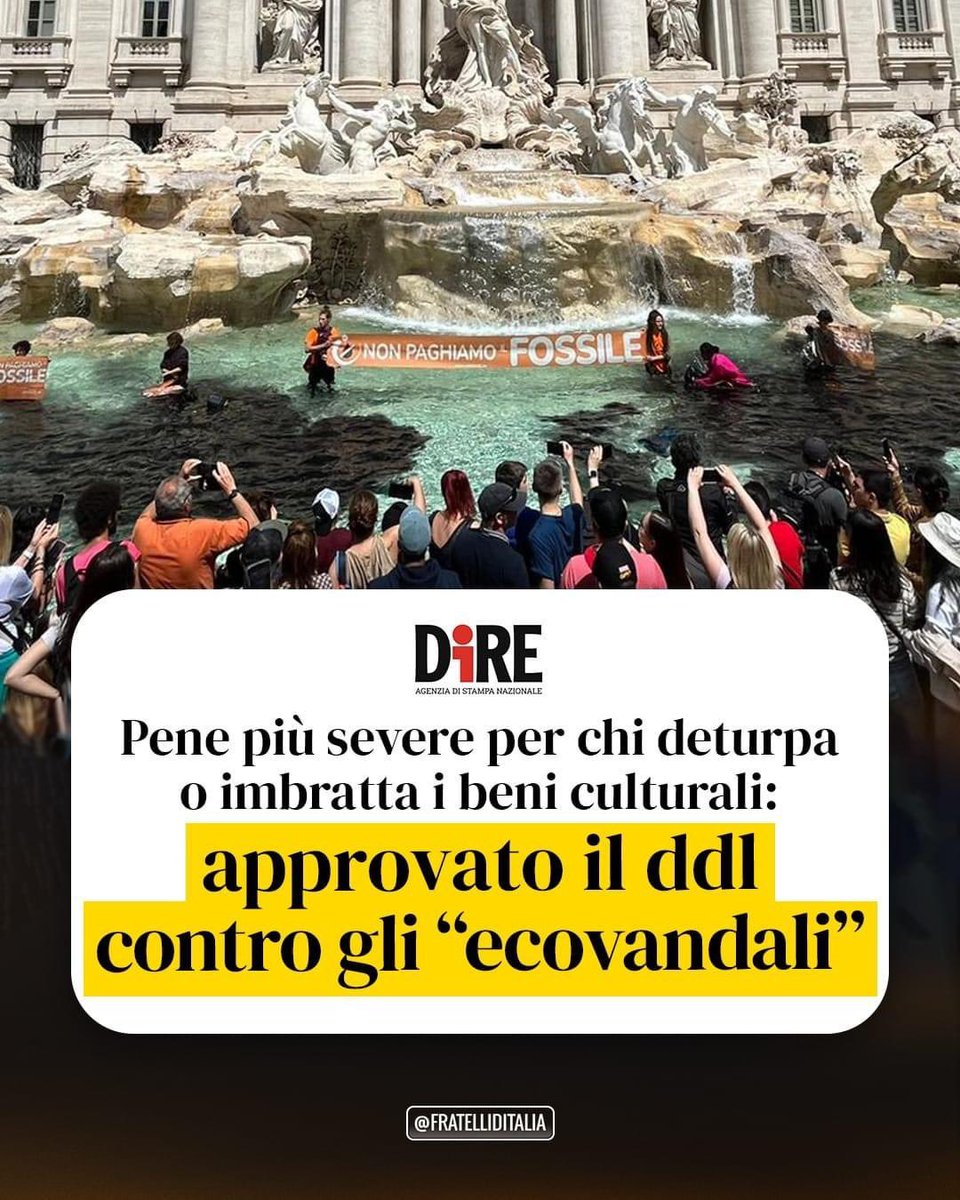 tvc1five's tweet photo. #ProtectArt #GiorgiaMeloni 🇮🇹
LAW from the Chamber to the bill PASSED which introduces more severe sanctions for those who deface monuments & landscape assets.There is no longer room for laxity: whoever is responsible for such conduct will have to bear the costs of restoring the works.