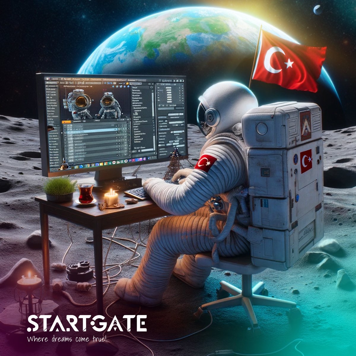 Startgatecom's tweet photo. 🚀 Colonel Alper Gezeravcı, #Türkiye's first astronaut, is soaring high on Axiom Mission 3! 🌌 Rumour has it, he might just code a game up there - space invaders, anyone?
#WhereDreamsComeTrue #StartGate #AlperGezeravcı https://t.co/RtgOm5Nkda